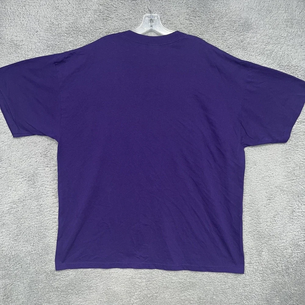 VTG JERZEES New York City T Shirt Mens 2XL XXL Purple Bubble Letters Skyline Tee